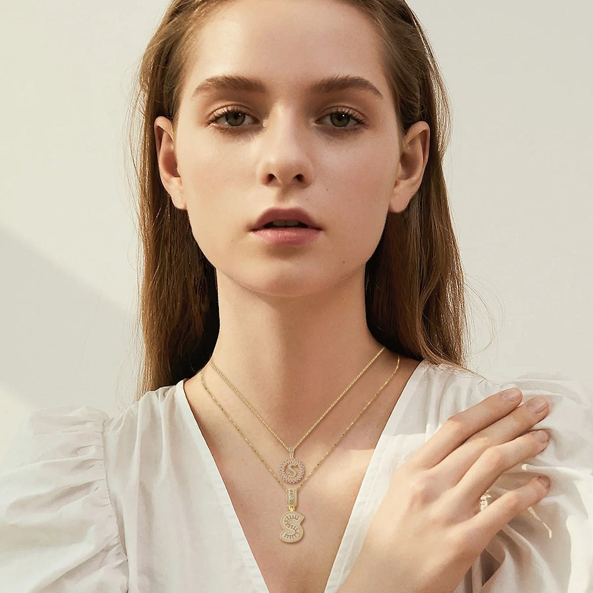 Pavé Letra Inicial Collar Set | Oro