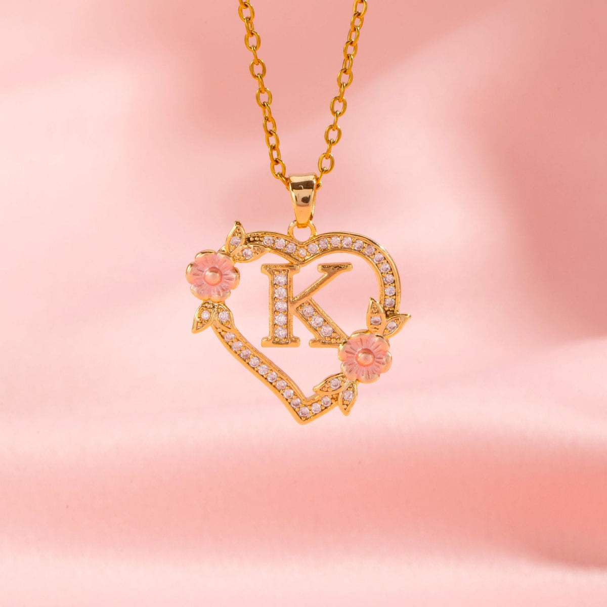Floral Charm Inicial Collar | Oro