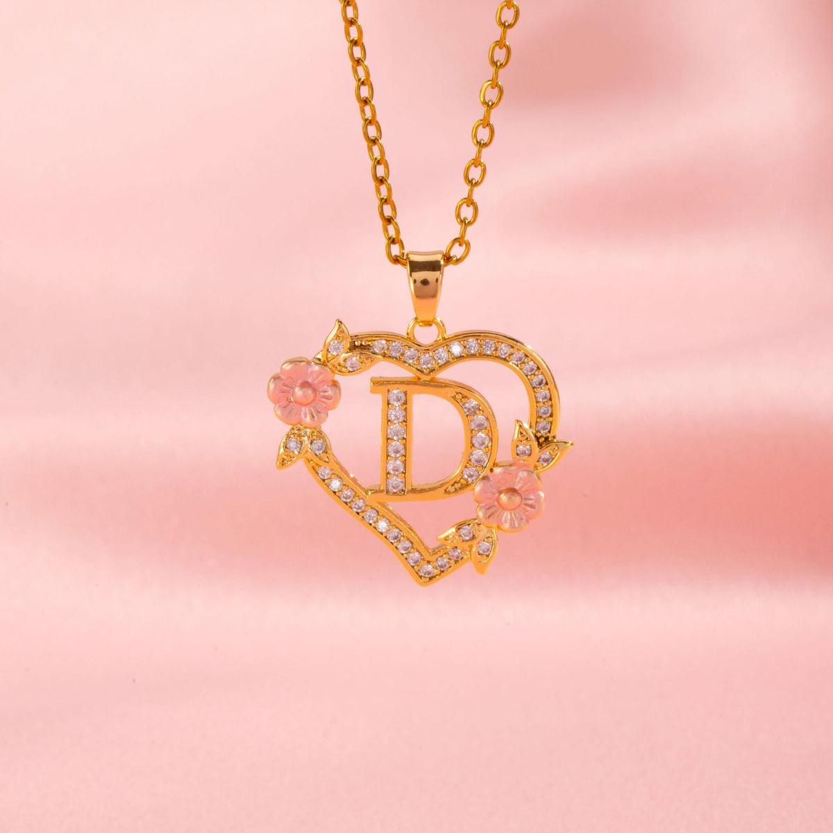 Floral Charm Inicial Collar | Oro