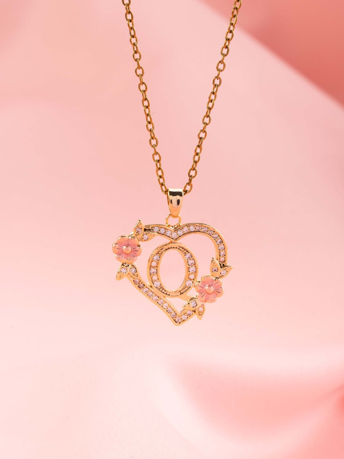 Floral Charm Inicial Collar | Oro