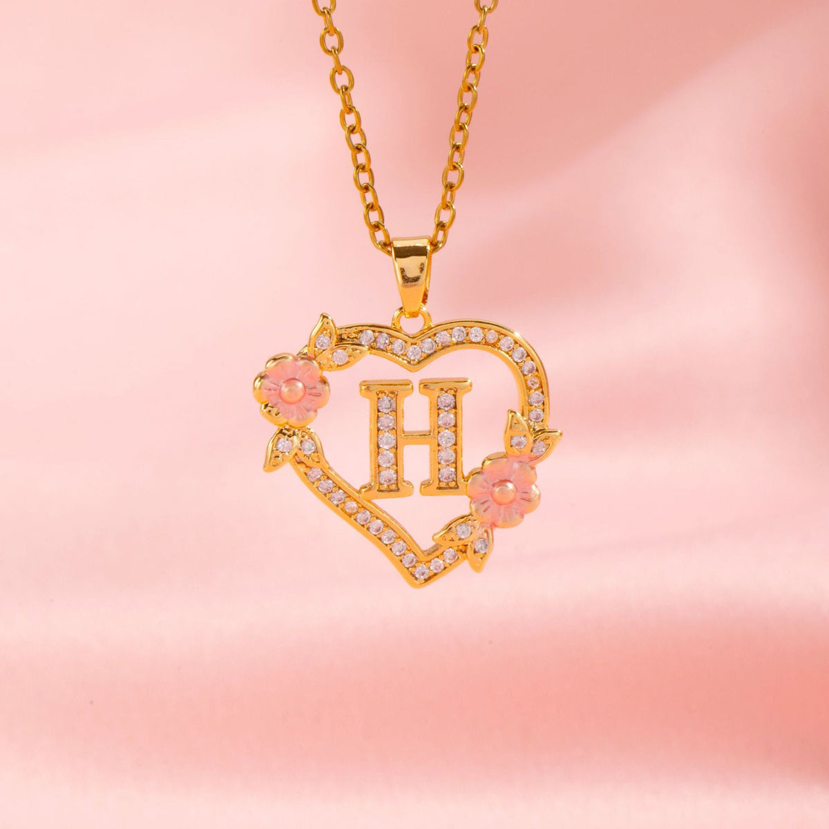 Floral Charm Inicial Collar | Oro