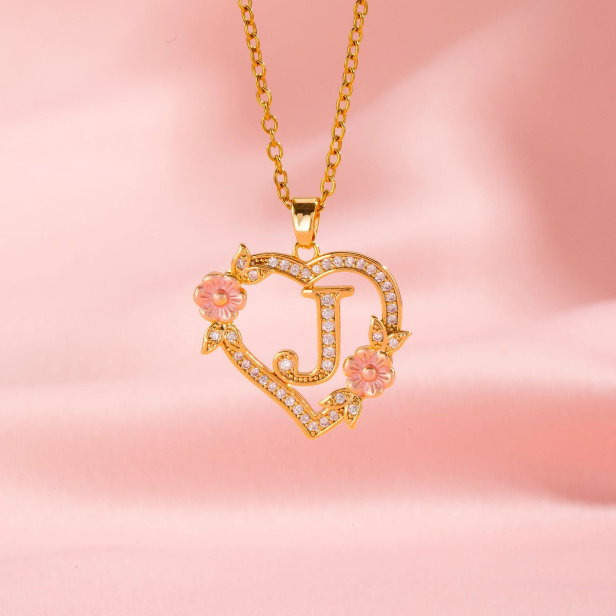 Floral Charm Inicial Collar | Oro