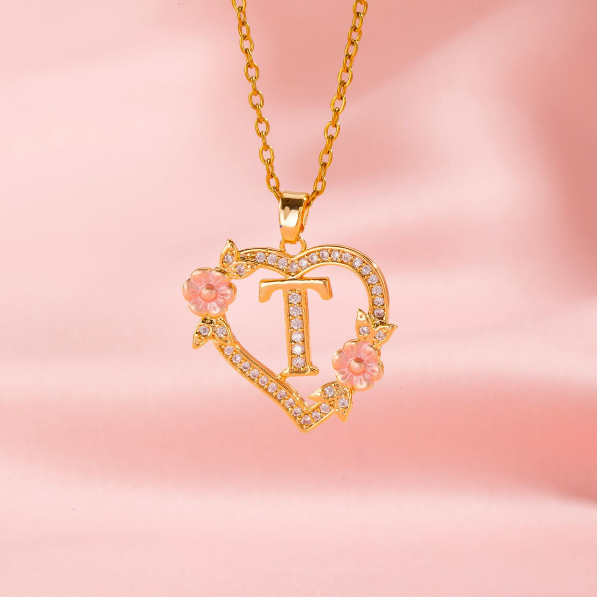 Floral Charm Inicial Collar | Oro