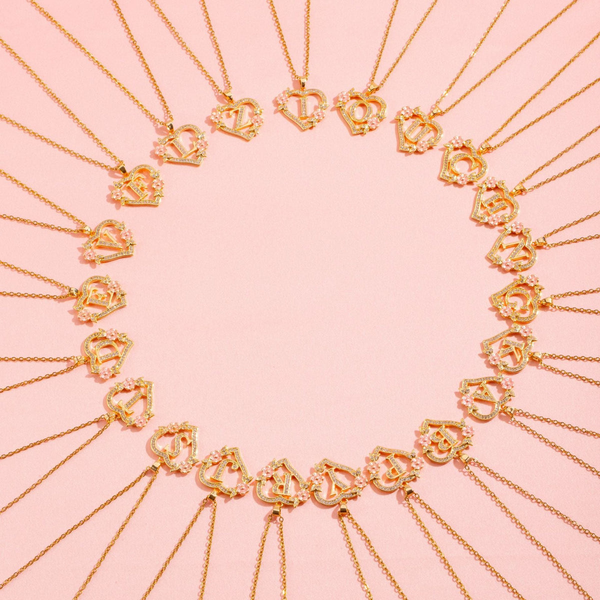 Floral Charm Inicial Collar | Oro