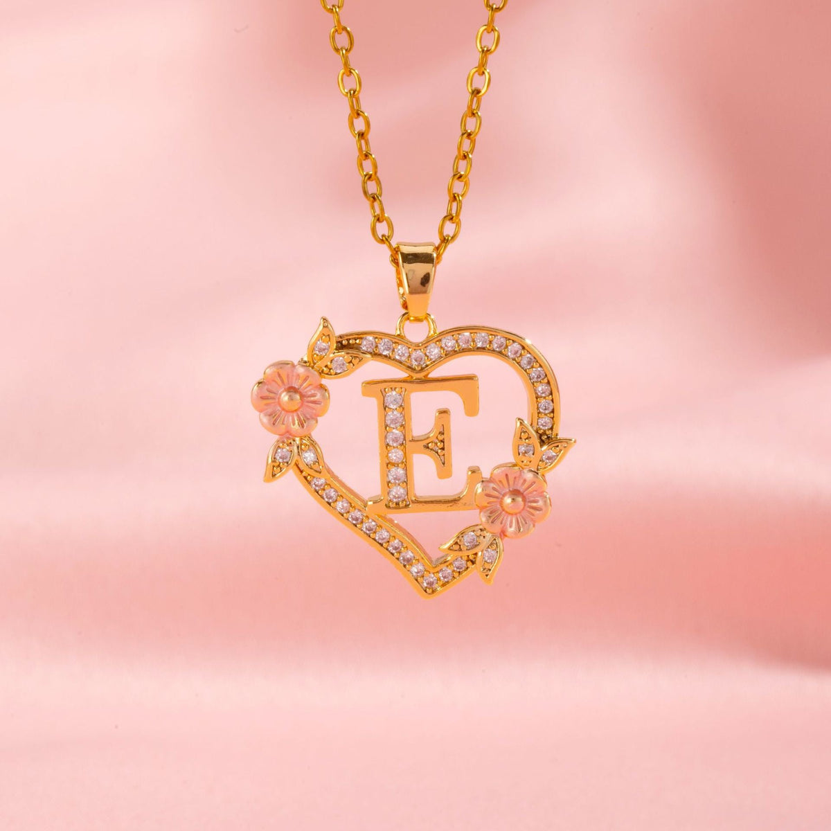 Floral Charm Inicial Collar | Oro