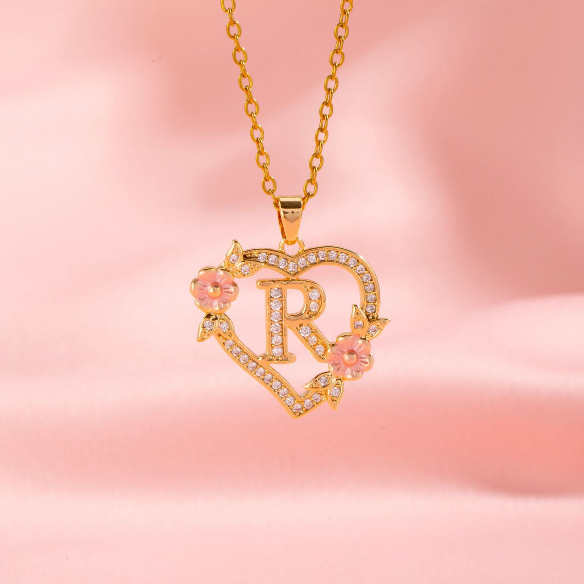 Floral Charm Inicial Collar | Oro