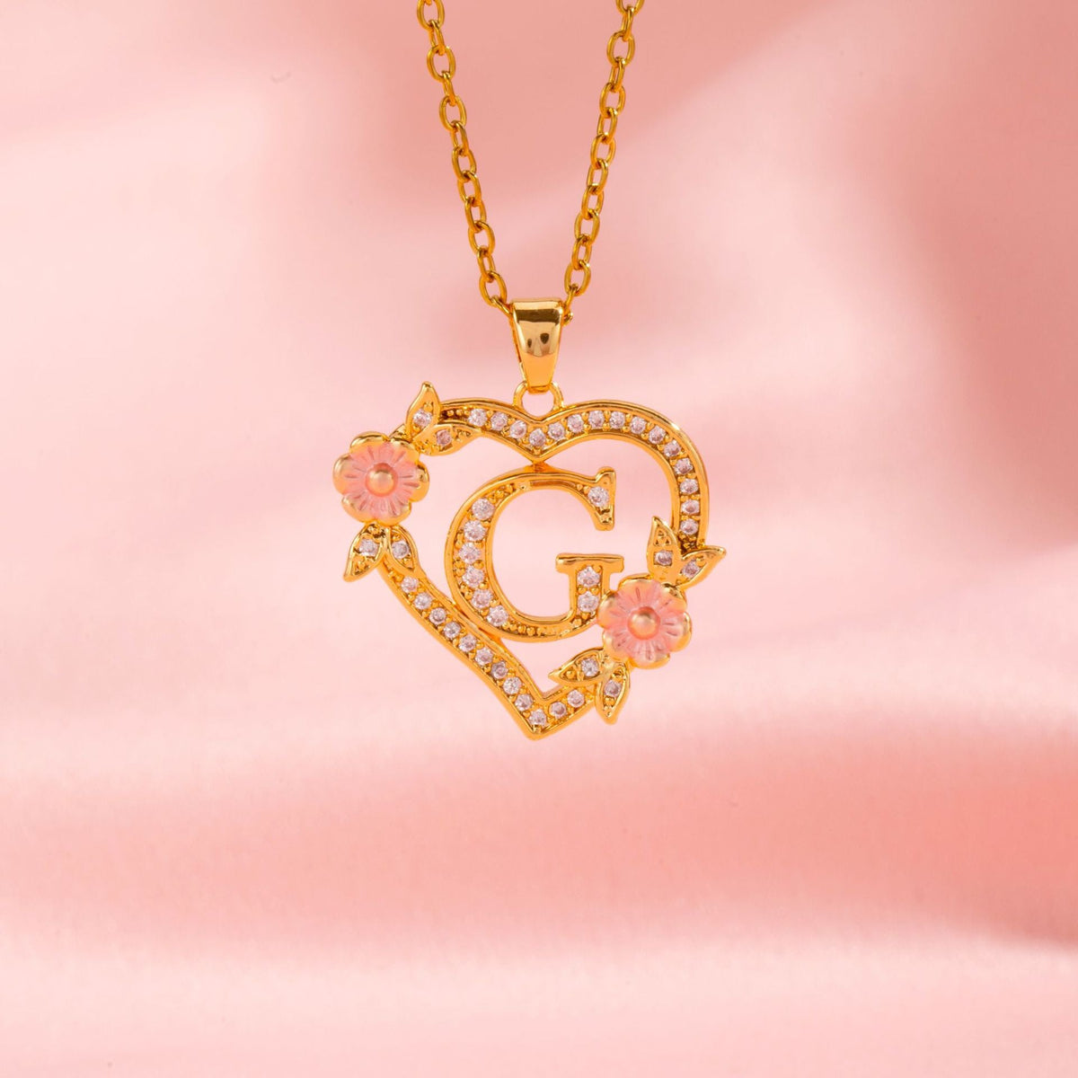 Floral Charm Inicial Collar | Oro
