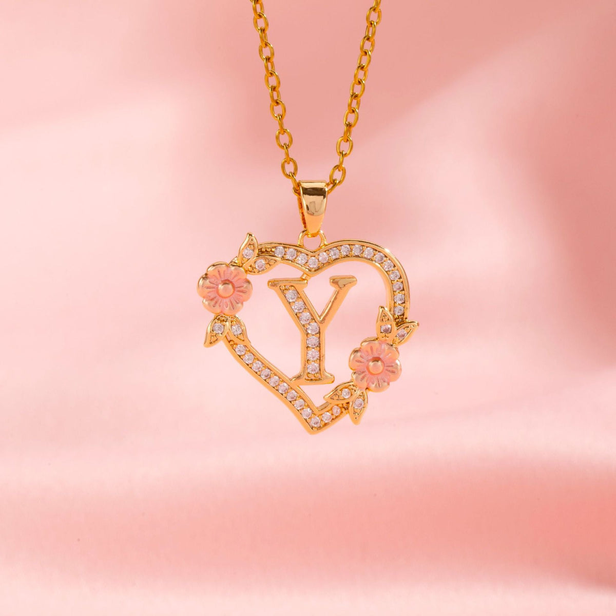 Floral Charm Inicial Collar | Oro