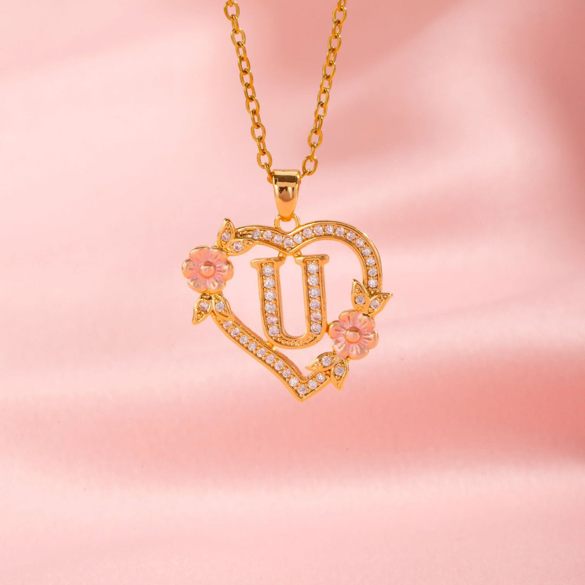 Floral Charm Inicial Collar | Oro
