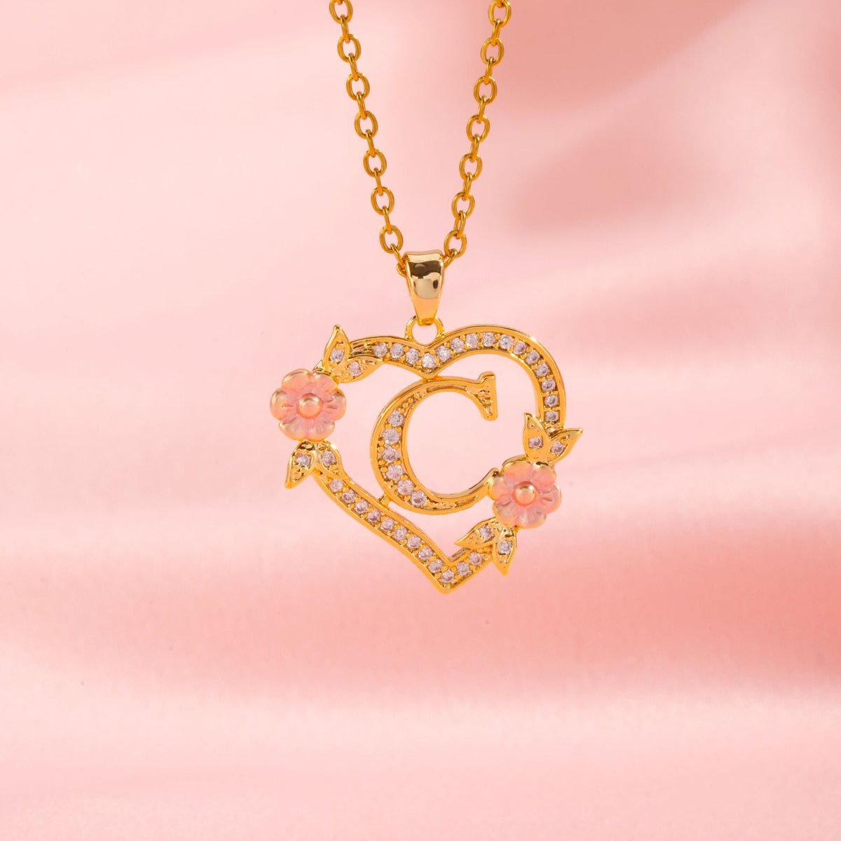 Floral Charm Inicial Collar | Oro