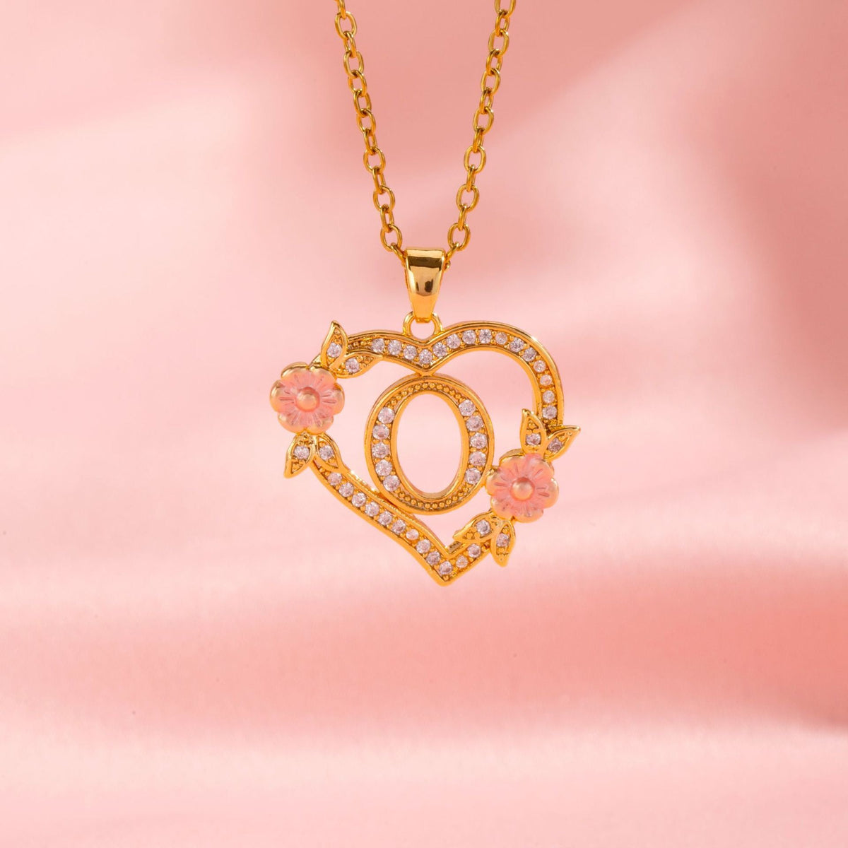 Floral Charm Inicial Collar | Oro