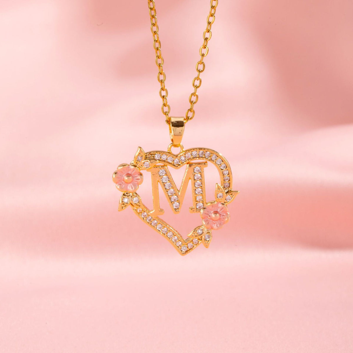 Floral Charm Inicial Collar | Oro