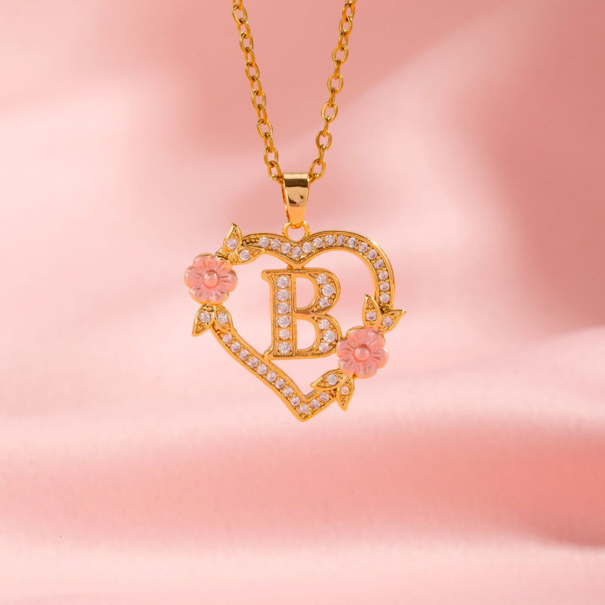 Floral Charm Inicial Collar | Oro