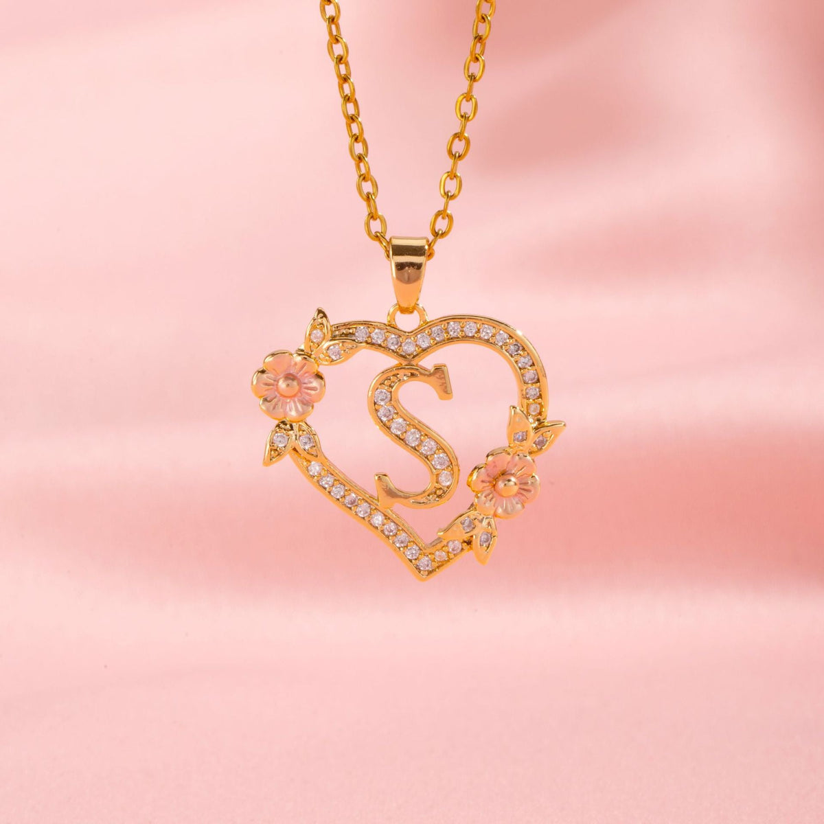 Floral Charm Inicial Collar | Oro