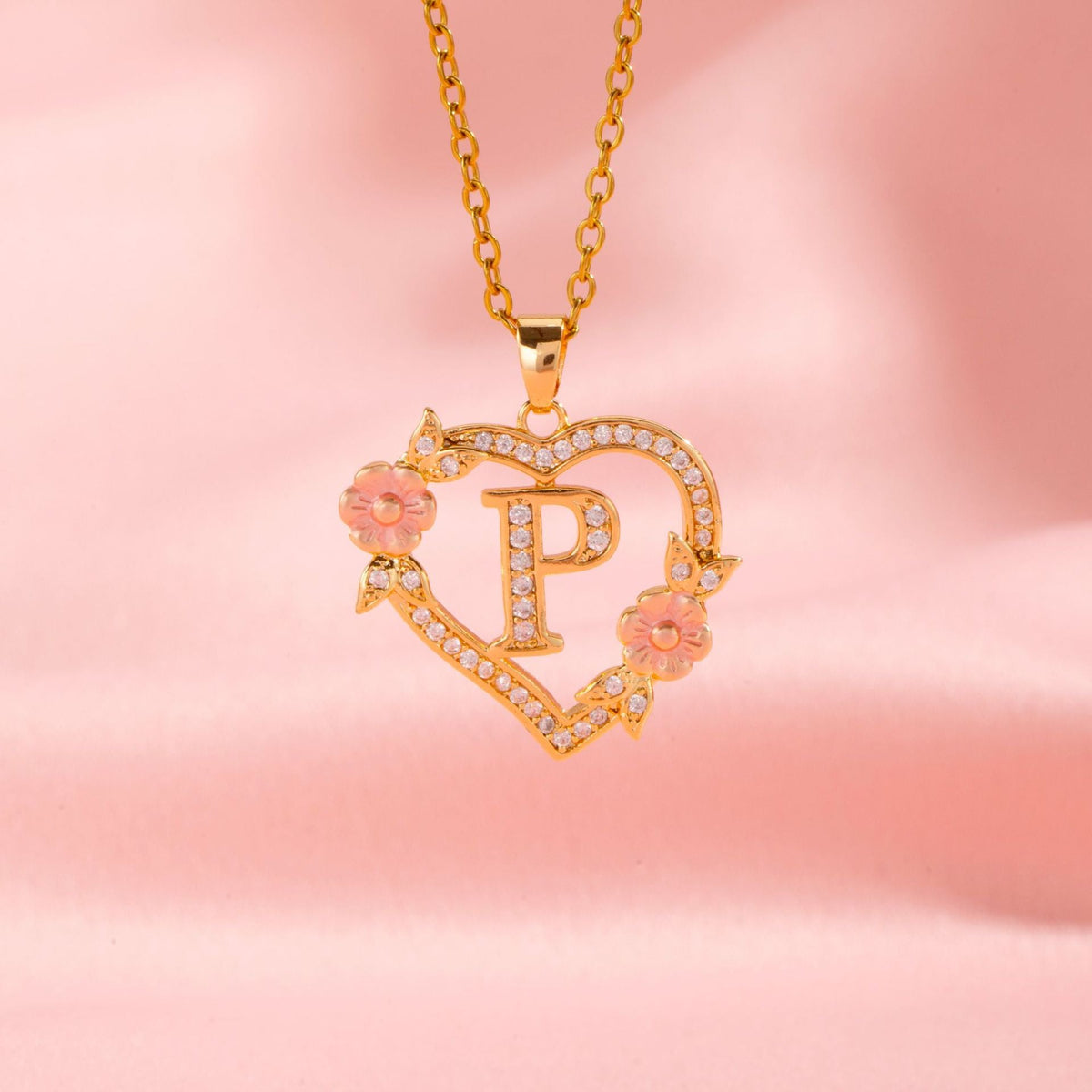 Floral Charm Inicial Collar | Oro
