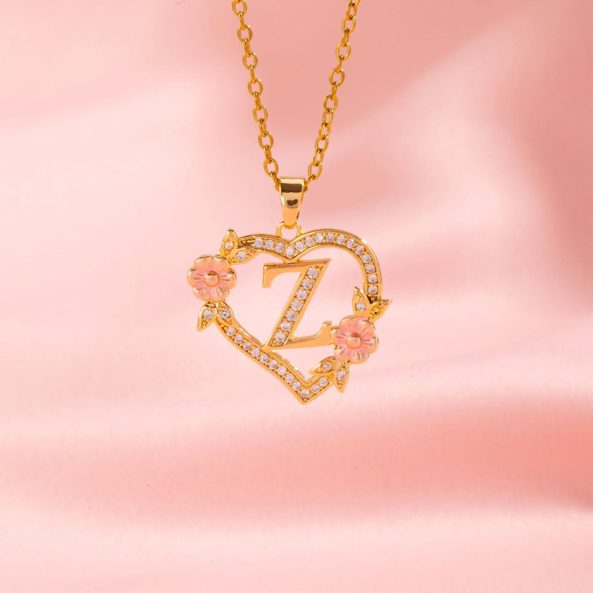 Floral Charm Inicial Collar | Oro