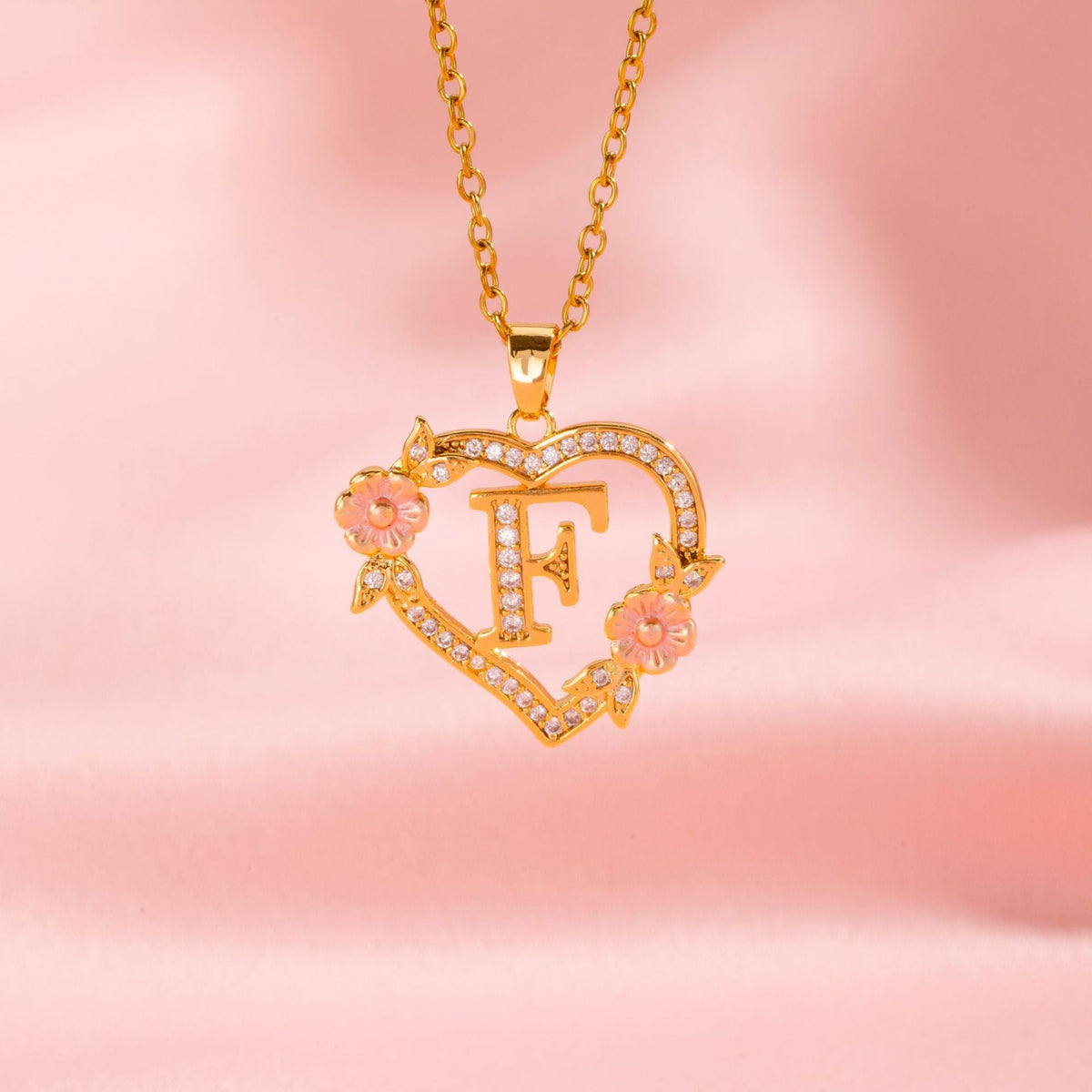 Floral Charm Inicial Collar | Oro