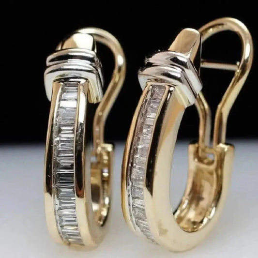 Vintage Cristal Aro Pendientes | Oro