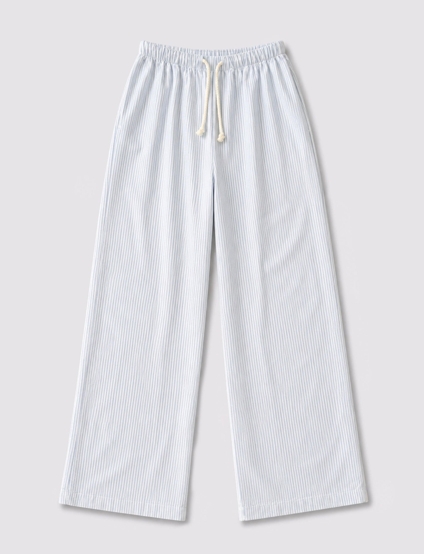 Pantalone a righe azzurre con cordino
