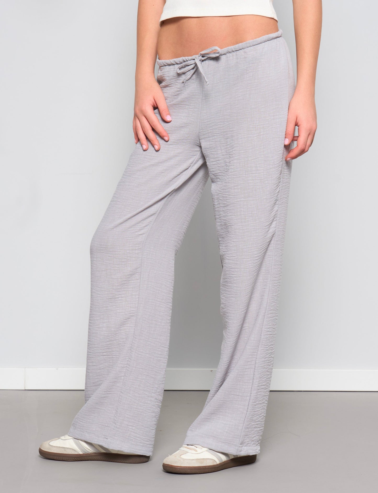 Pantalone effetto lino grigio