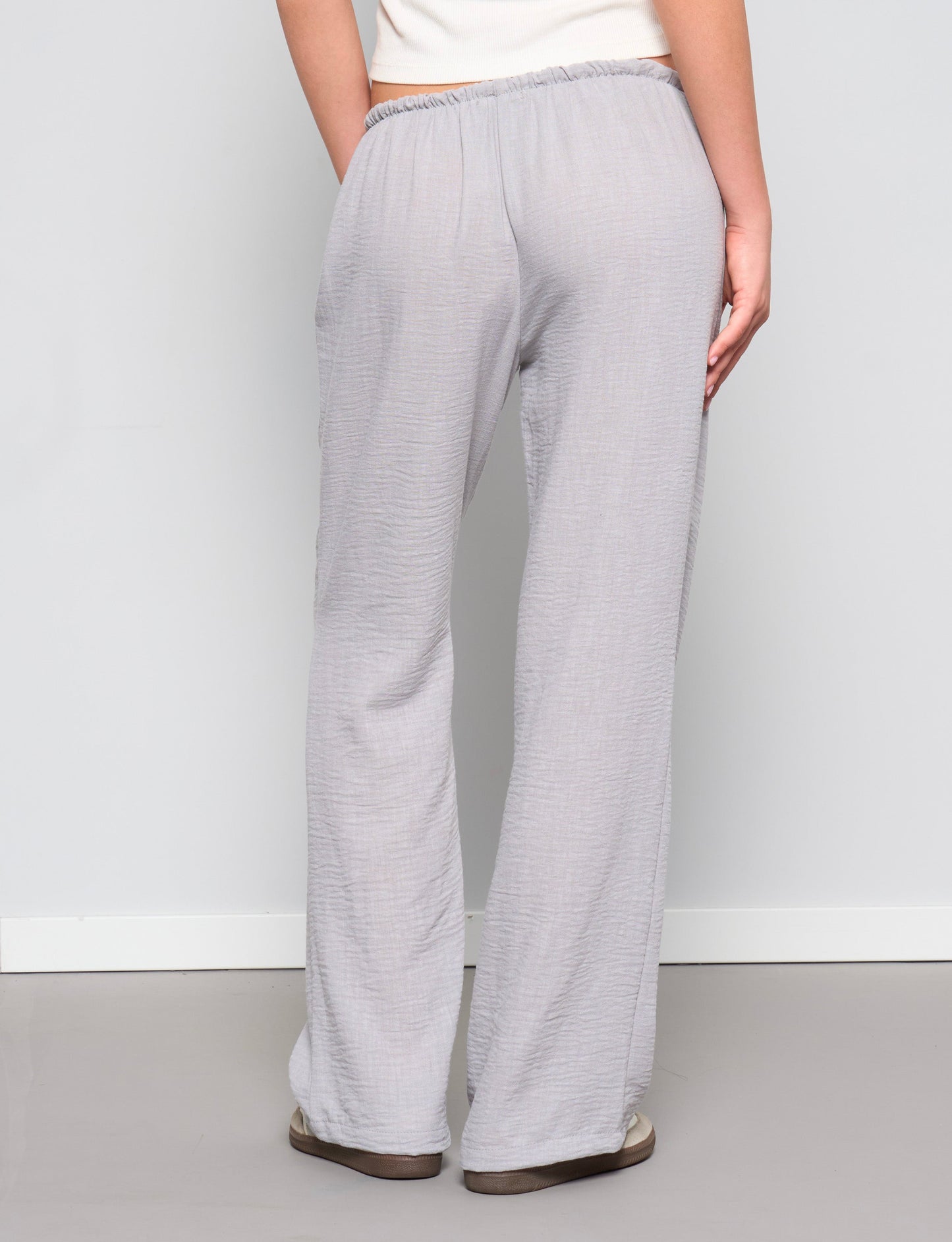 Pantalone effetto lino grigio