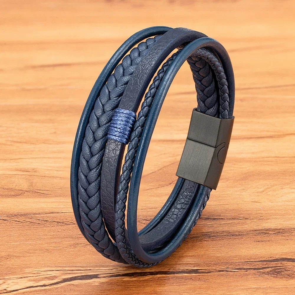 Pulsera de cuero trenzado para hombre
