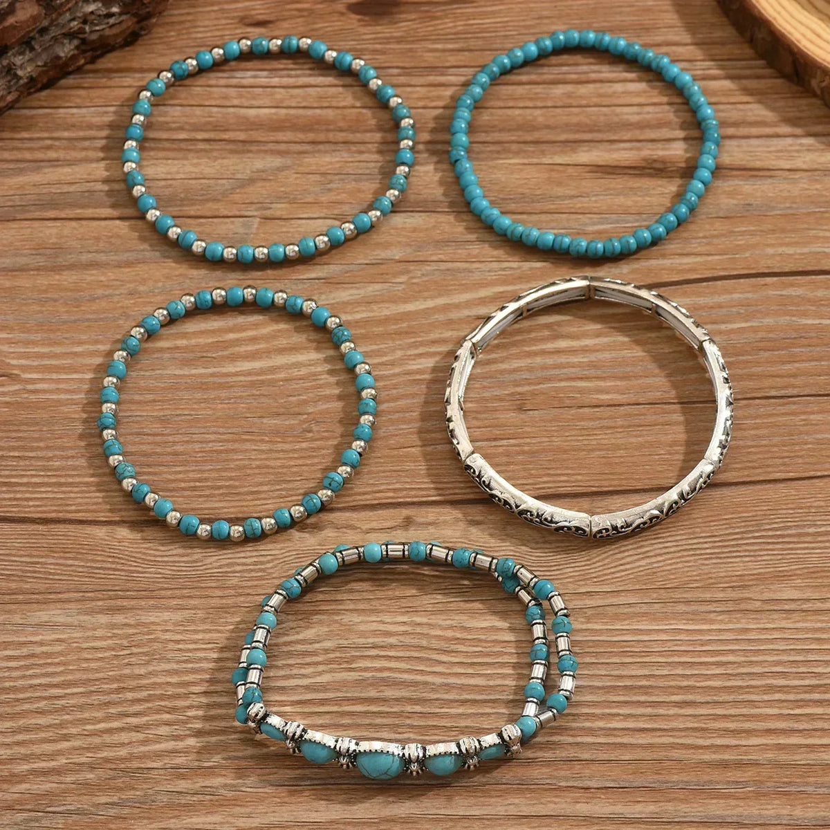 Set de Pulseras de Cuentas de Turquesa Bohemia