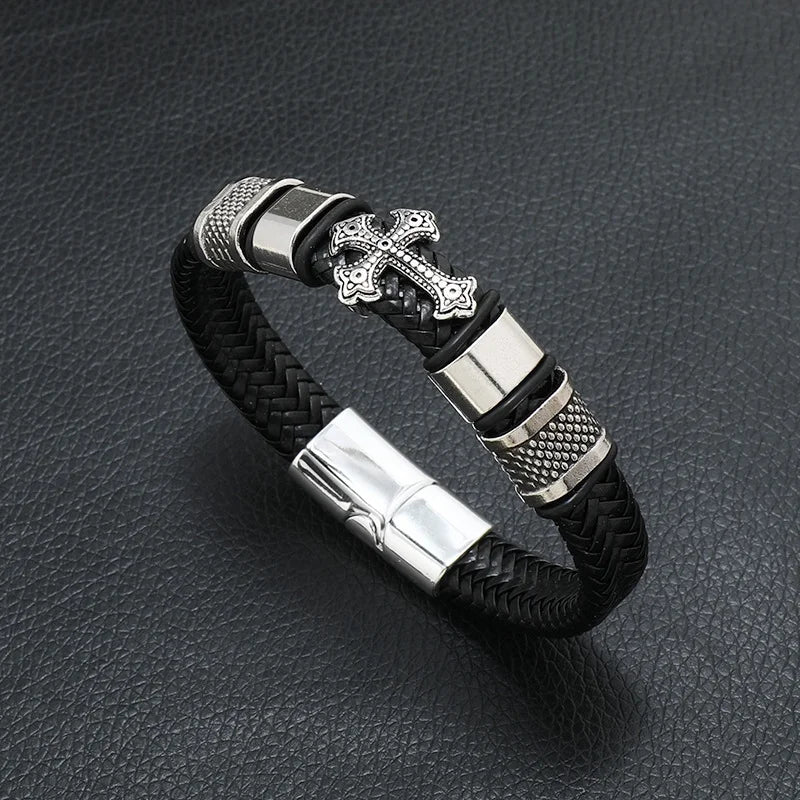 Pulsera de cuero para hombre con símbolo musical