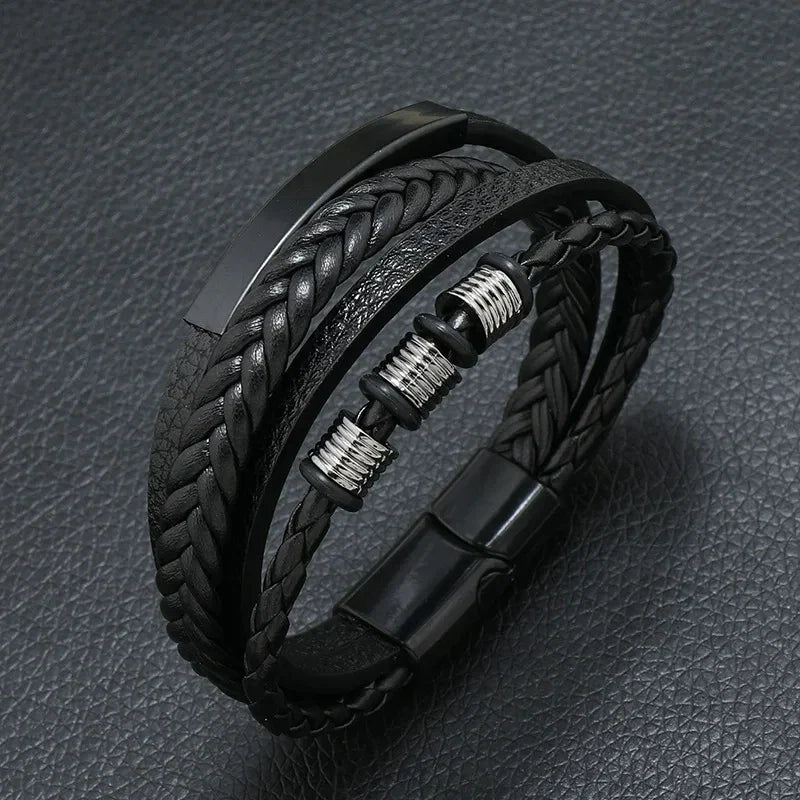 Pulsera de cuero para hombre con símbolo musical