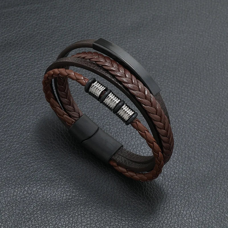 Pulsera de cuero para hombre con símbolo musical