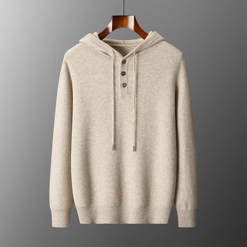 Sudadera con capucha elegante de lana merina