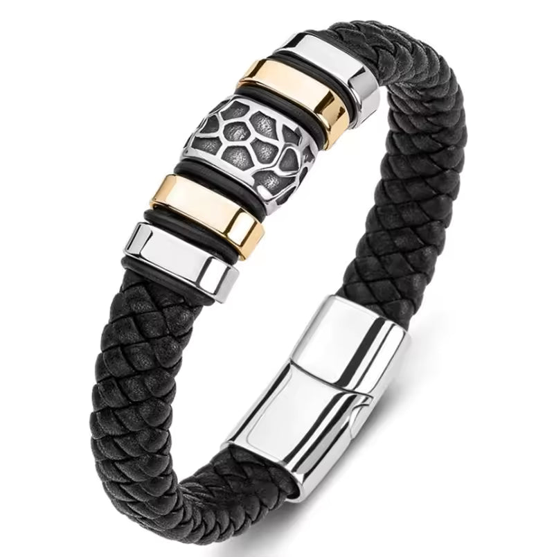 Pulsera clásica de cuero multicapa