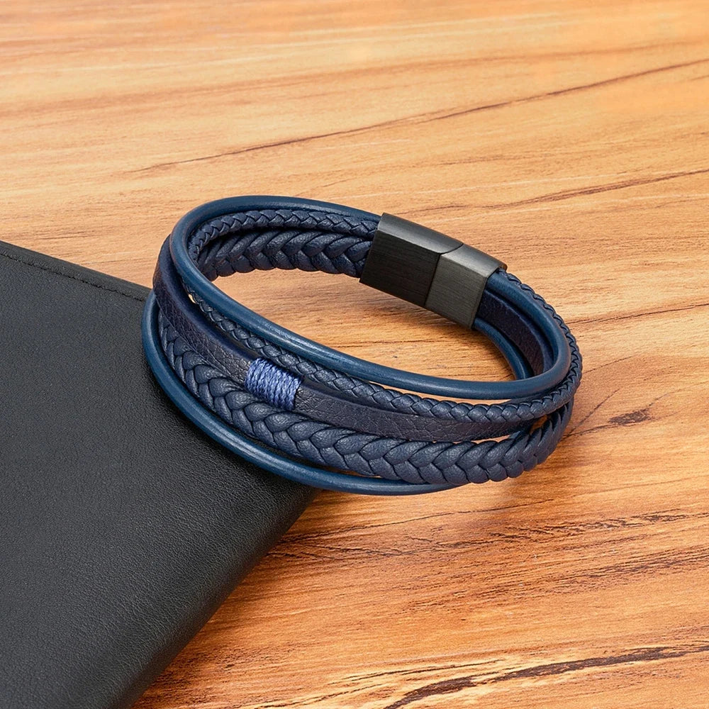 Pulsera de cuero trenzado para hombre
