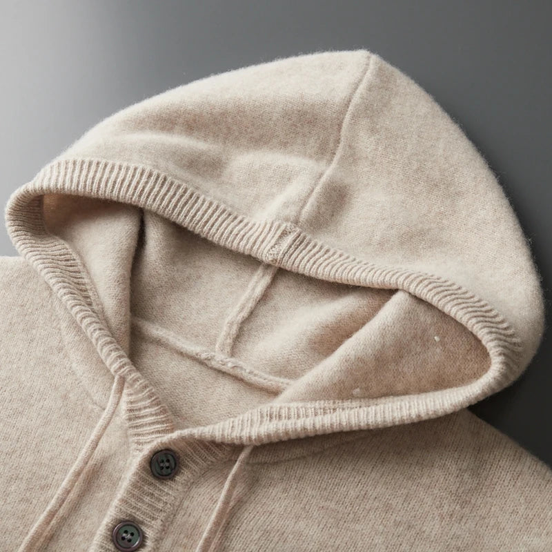 Sudadera con capucha elegante de lana merina