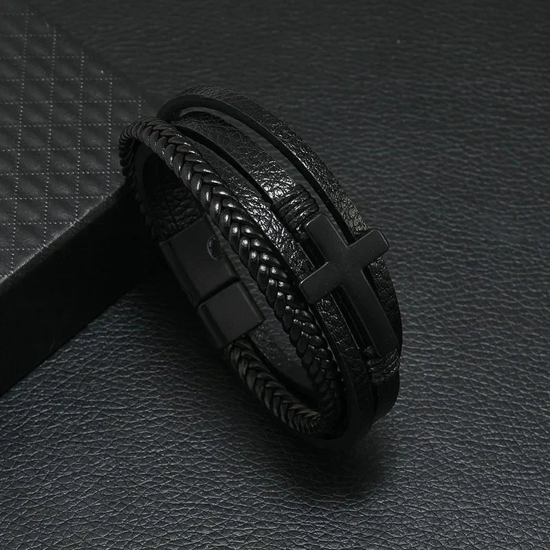 Pulsera de cuero para hombre con símbolo musical