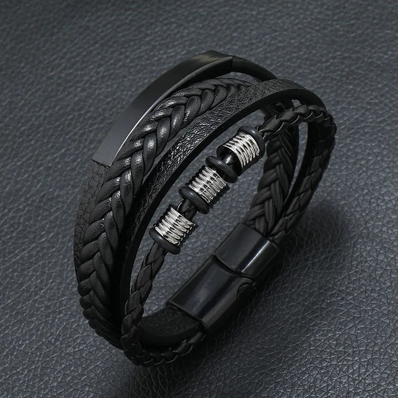 Pulsera de cuero para hombre con símbolo musical