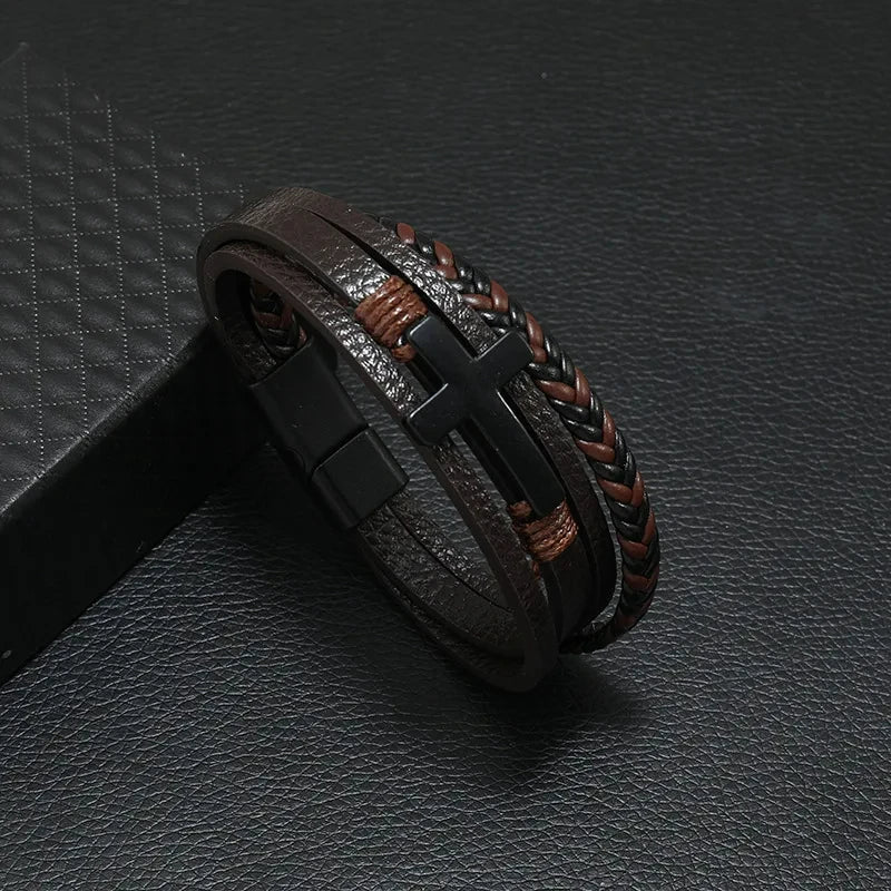 Pulsera de cuero para hombre con símbolo musical