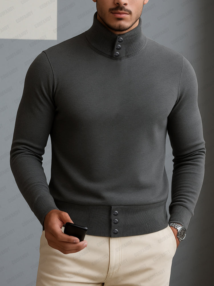 Camiseta Interior de Cuello Alto Acanalada Casual Urbana