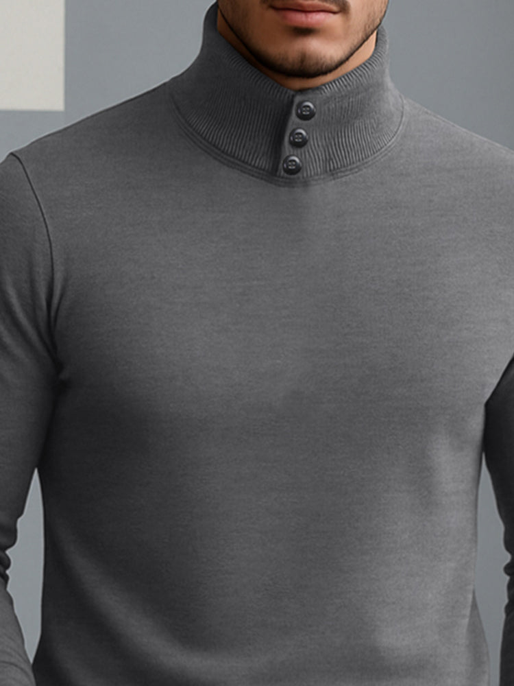 Camiseta Interior de Cuello Alto Acanalada Casual Urbana