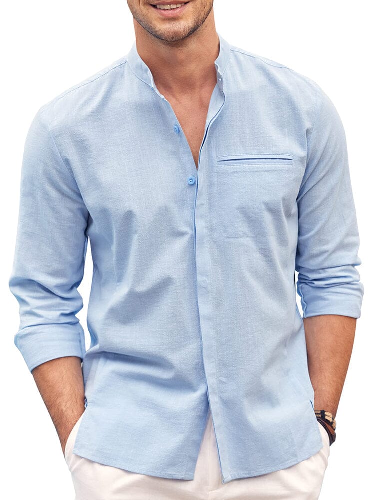 Camisa de Algodón de Manga Larga Corte Clásico
