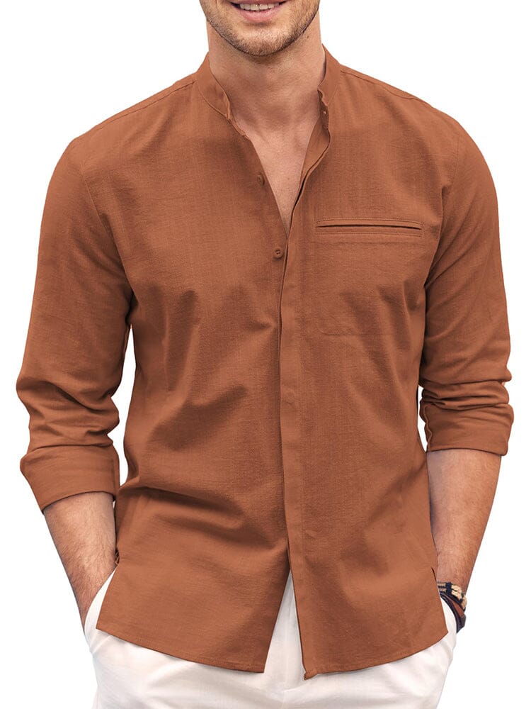 Camisa de Algodón de Manga Larga Corte Clásico