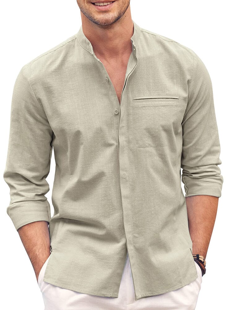 Camisa de Algodón de Manga Larga Corte Clásico