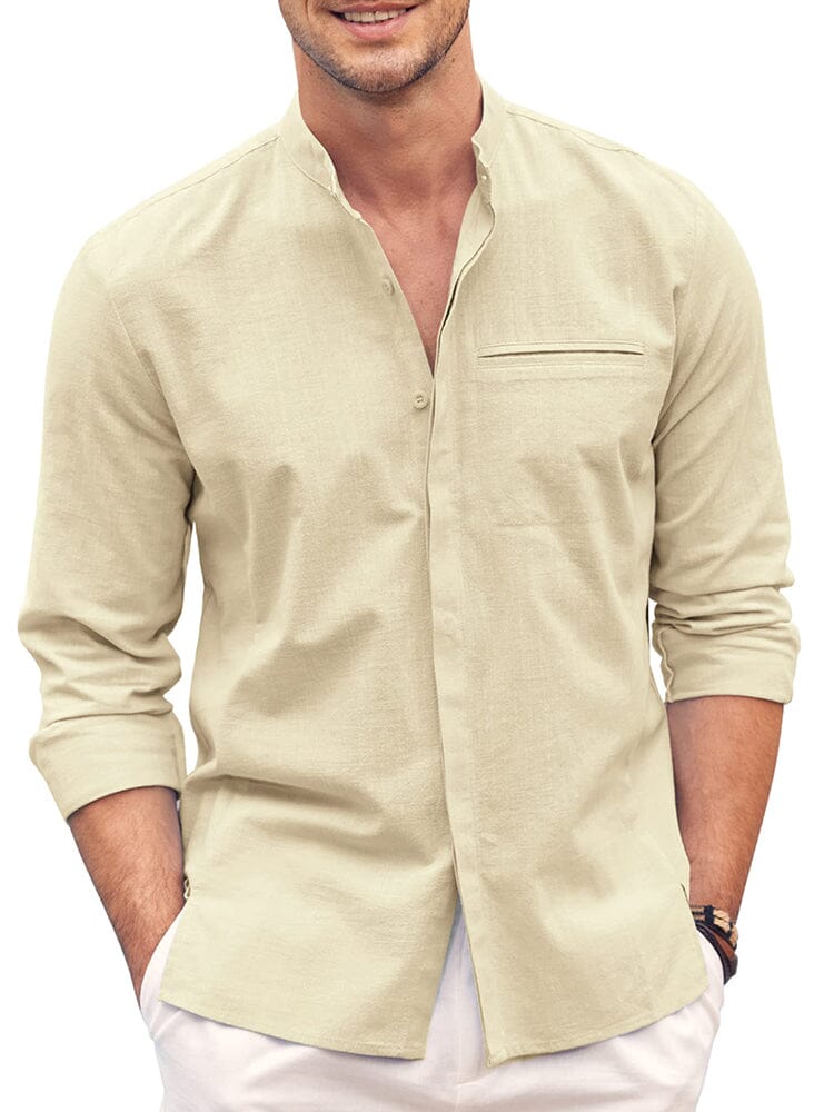 Camisa de Algodón de Manga Larga Corte Clásico