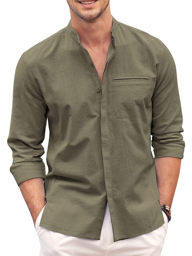 Camisa de Algodón de Manga Larga Corte Clásico