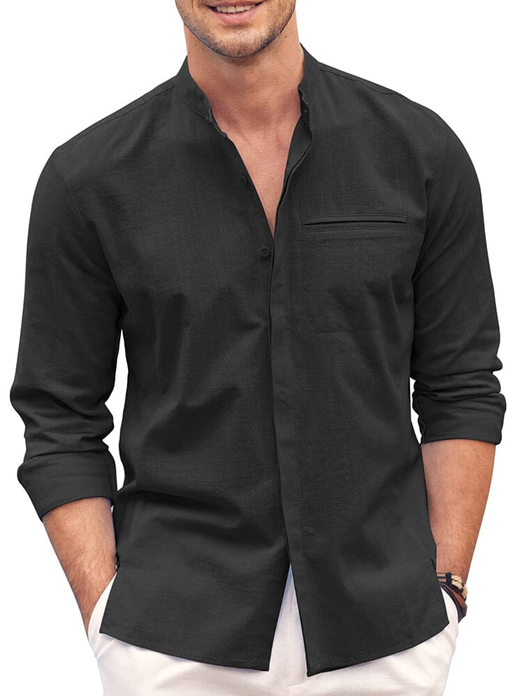 Camisa de Algodón de Manga Larga Corte Clásico