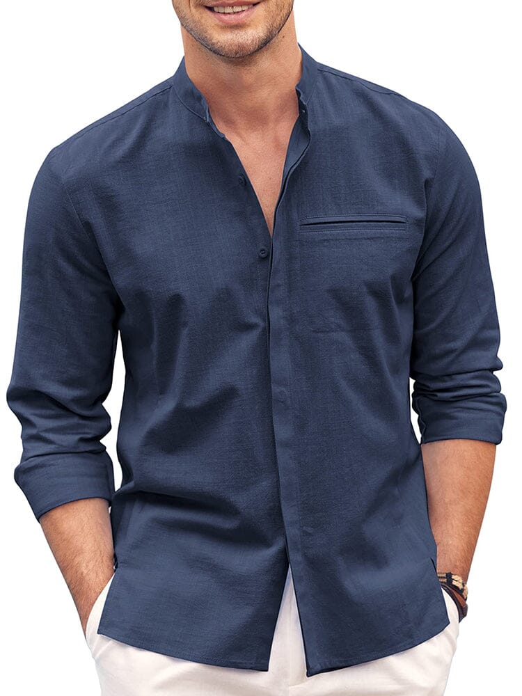 Camisa de Algodón de Manga Larga Corte Clásico
