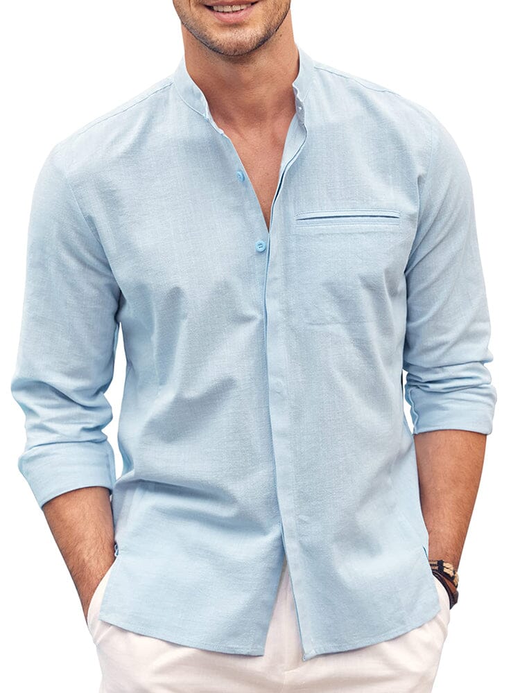 Camisa de Algodón de Manga Larga Corte Clásico