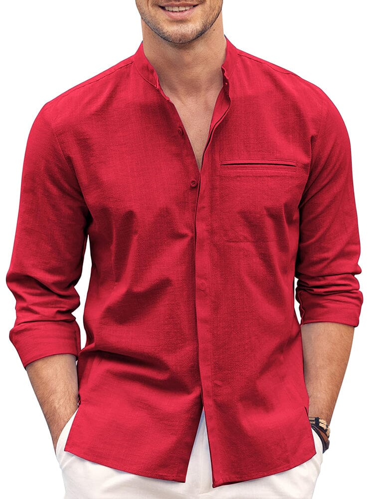 Camisa de Algodón de Manga Larga Corte Clásico