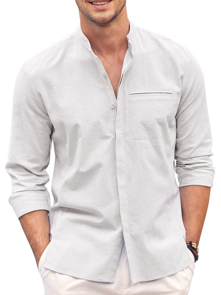 Camisa de Algodón de Manga Larga Corte Clásico