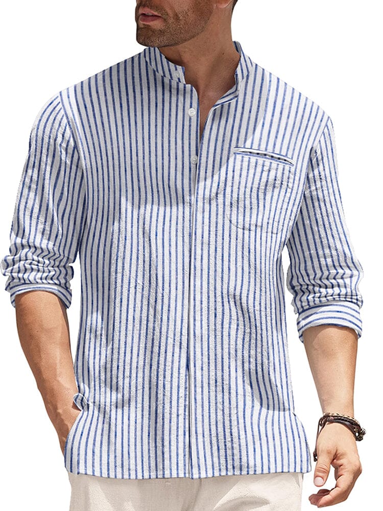 Camisa de Algodón de Manga Larga Corte Clásico
